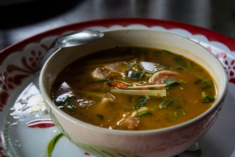 Thom yum soup with shrimp, extra YUM included! 